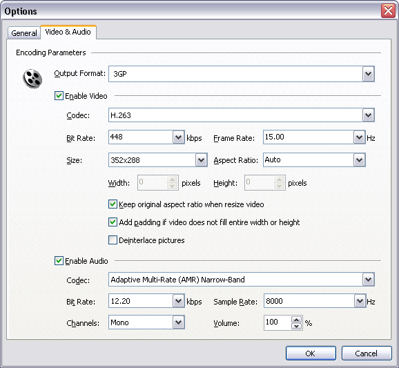 3GP Encoding Parameters