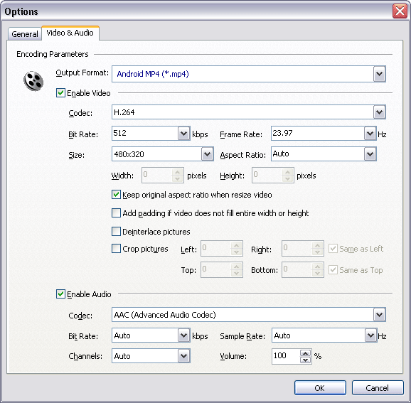 Android Encoding Parameters